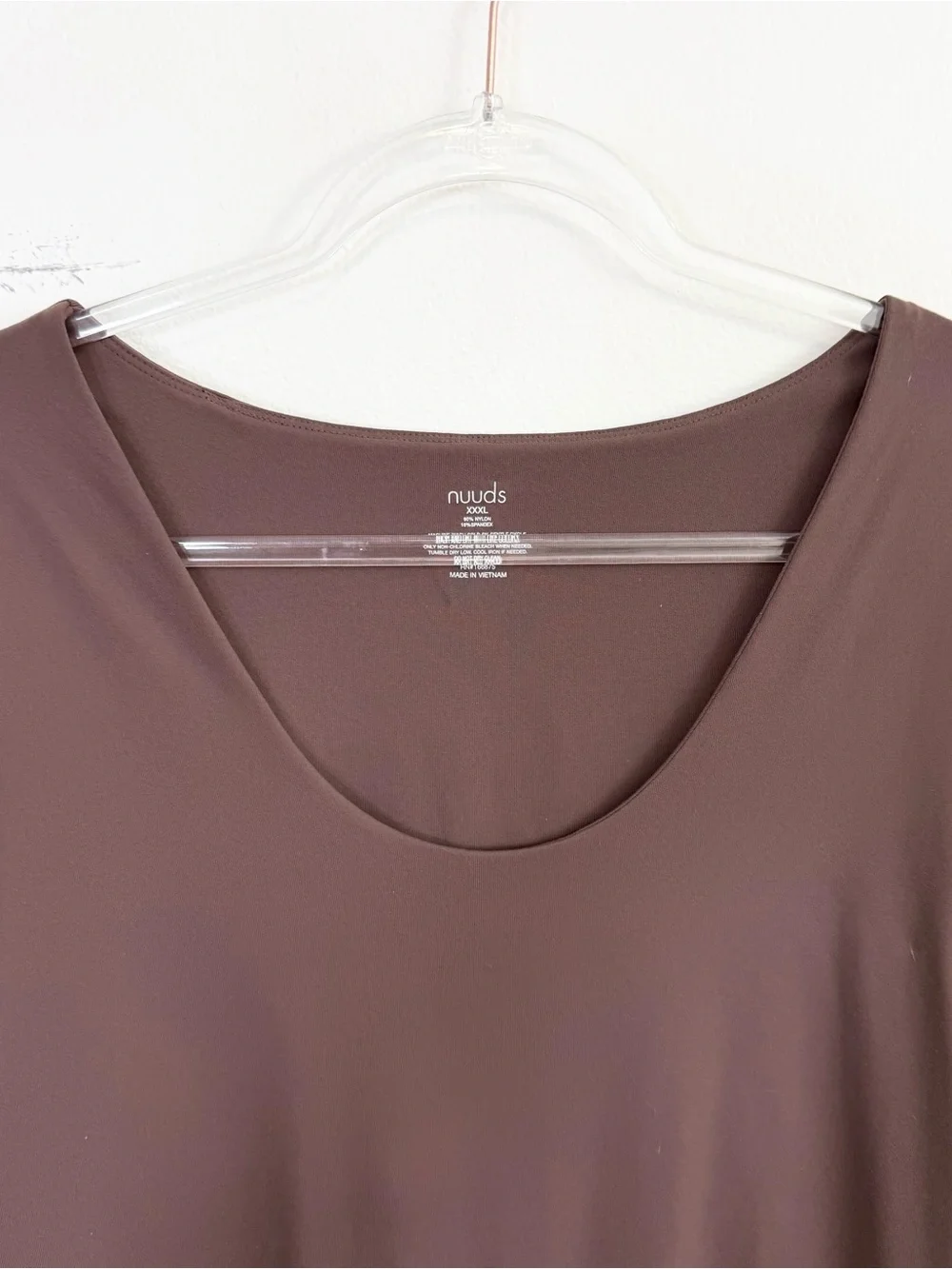Nuuds Long Sleeve Scoop Neck Bodysuit Coffee Brown XXXL
